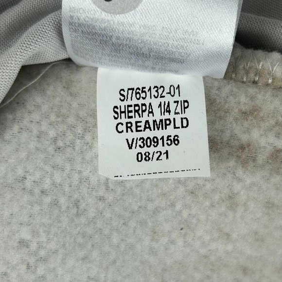 Old Navy Sweatshirt Mens 3XL 1/4 Zip Pullover Beige Sherpa Plaid Fleece - Picture 13 of 16